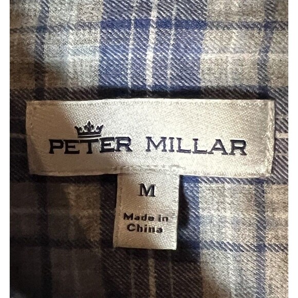 Peter Millar Shirt Blue Plaid Flannel Long Sleeve Button Down Men’s M - Picture 3 of 6